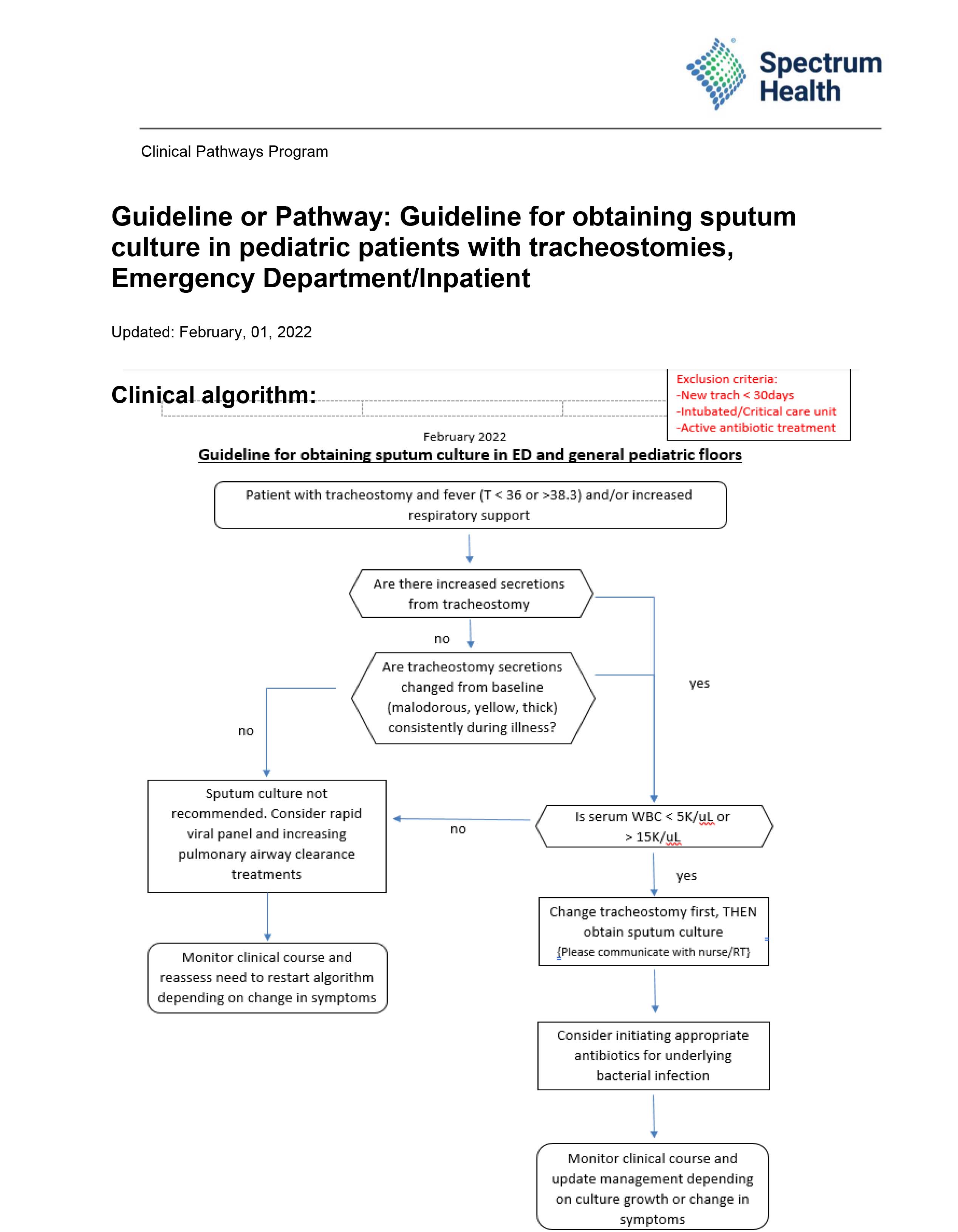 pediatric tracheostomy guideline page one