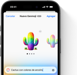 Vista previa de un Genmoji personalizado según la descripción
