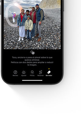 Un objeto en el fondo de una foto en un iPhone para resaltar qué eliminar