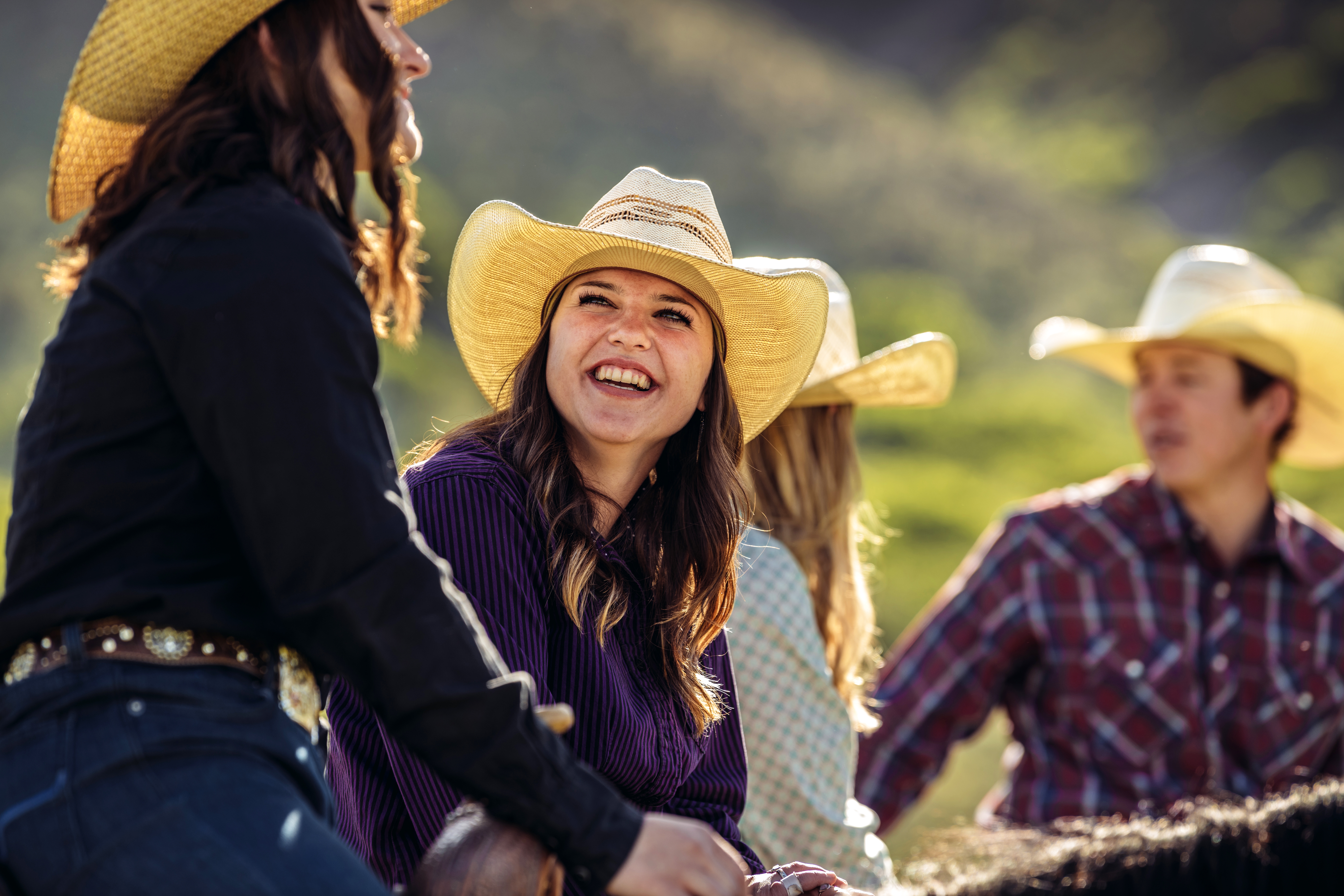 American people in nature talking and laughing