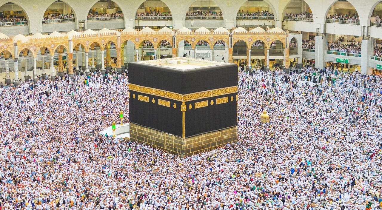 People circling the Kaaba during Hajj
