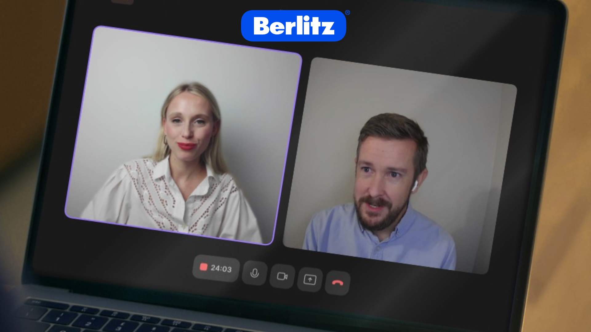 Jon Hritz in a video interview talking about how Berlitz uses AI to enhance and not replace human instruction for confident speaking skills
