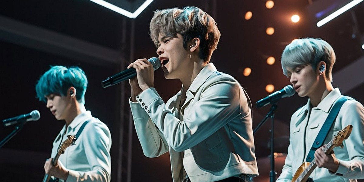 K-pop band during a concert