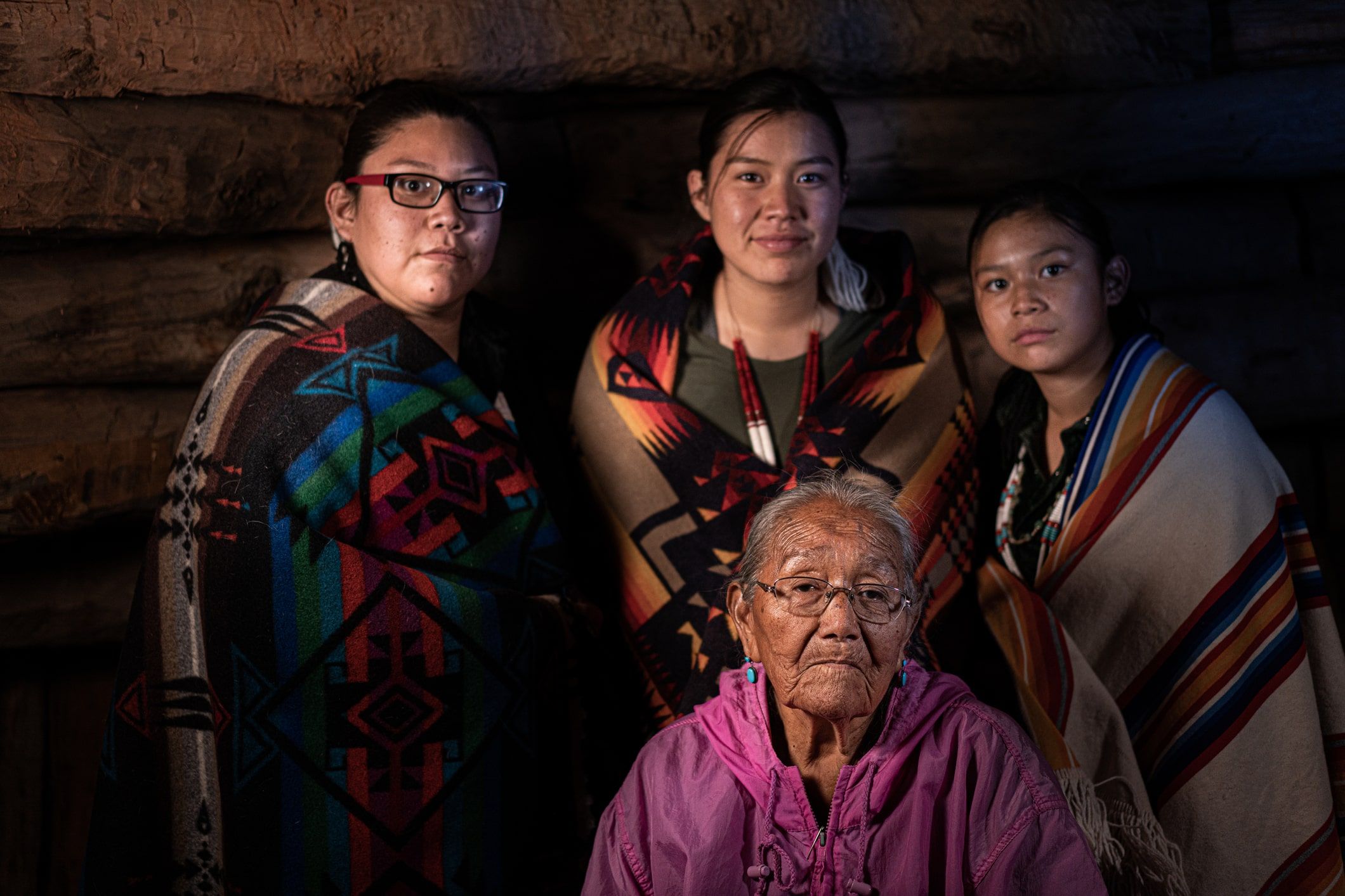 Female members of a Native American family