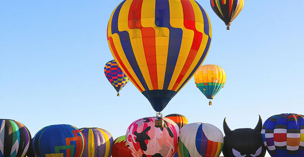 Colorful balloons during Albuquerque International Balloon Fiesta