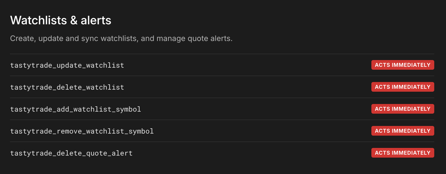 watchlists and alerts using the tastytrady mcp