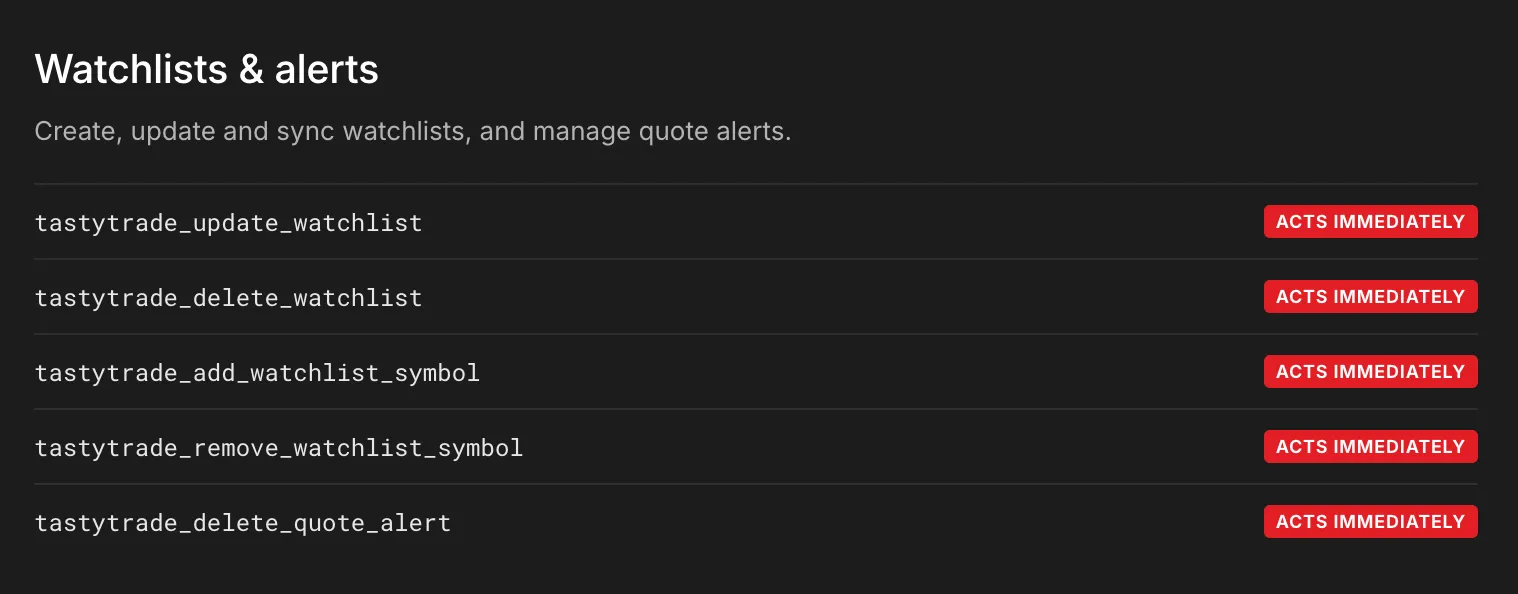 watchlists and alerts using the tastytrady mcp