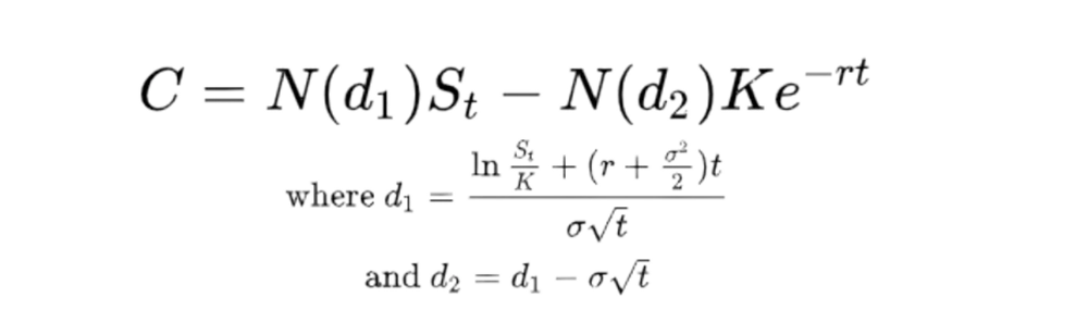 Black Scholes formula options