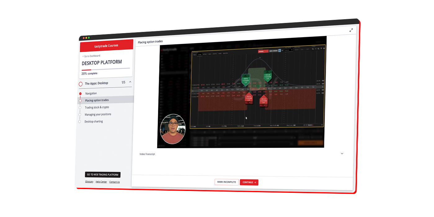 screenshot of a tastytrade course