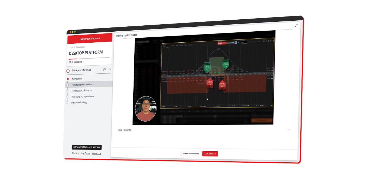 screenshot of a tastytrade course