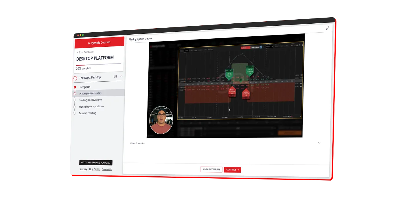 screenshot of a tastytrade course