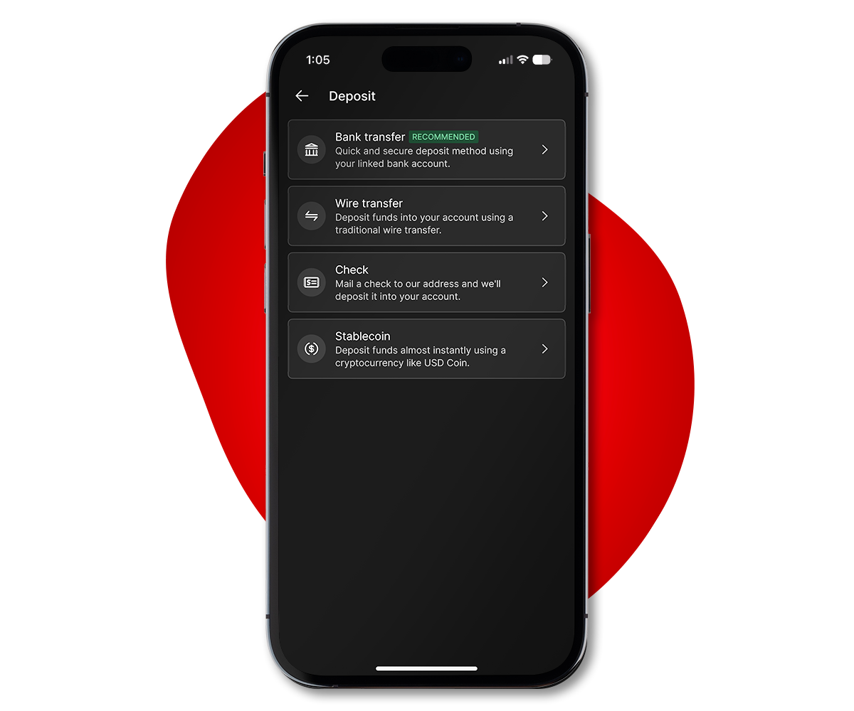 Funding options on mobile