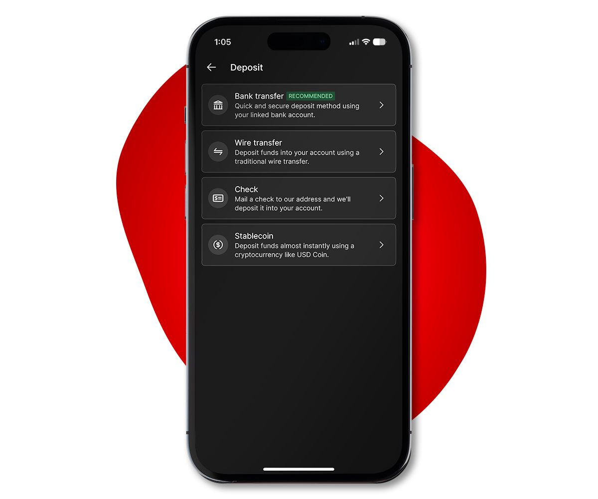 Funding options on mobile