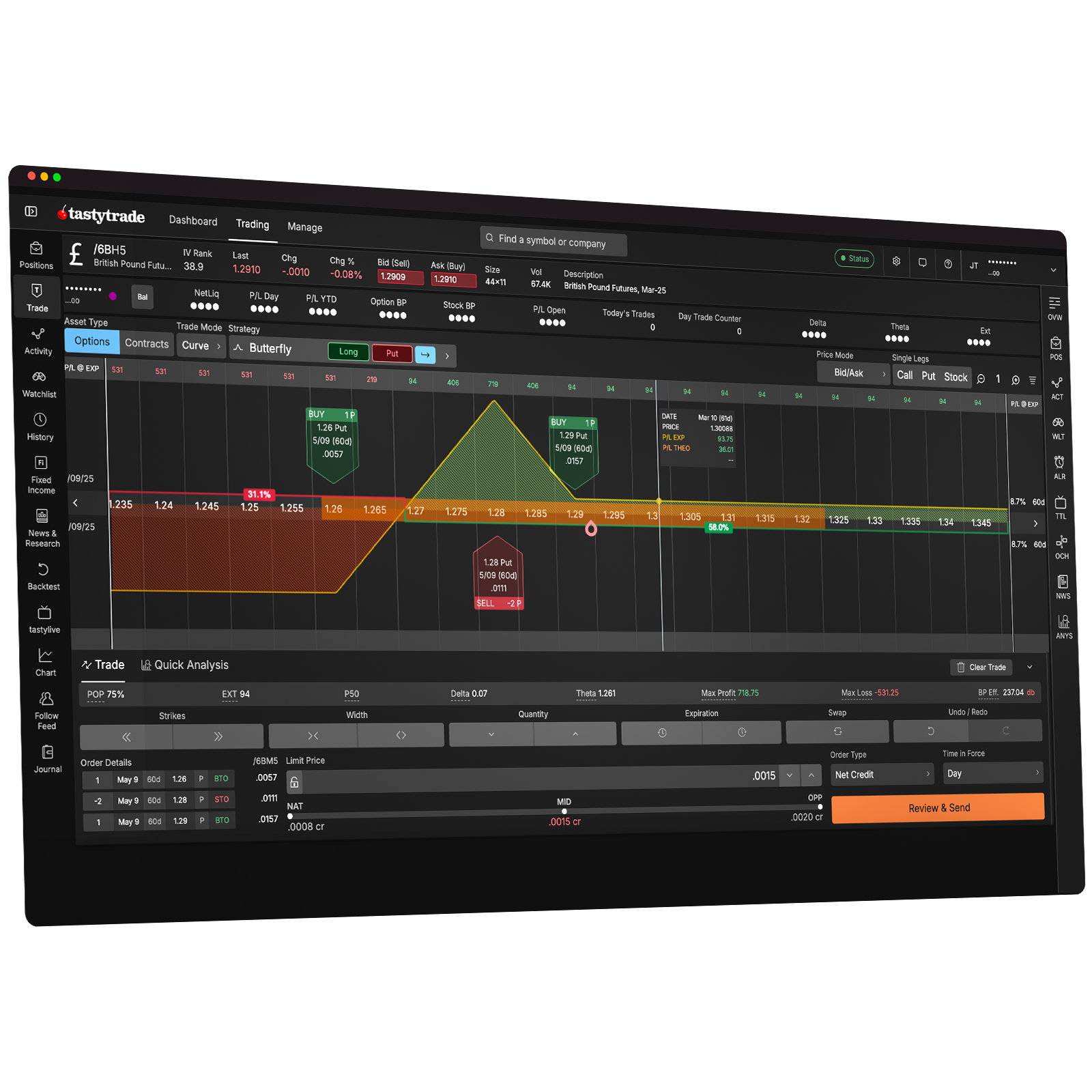 Options on Futures platform facing right