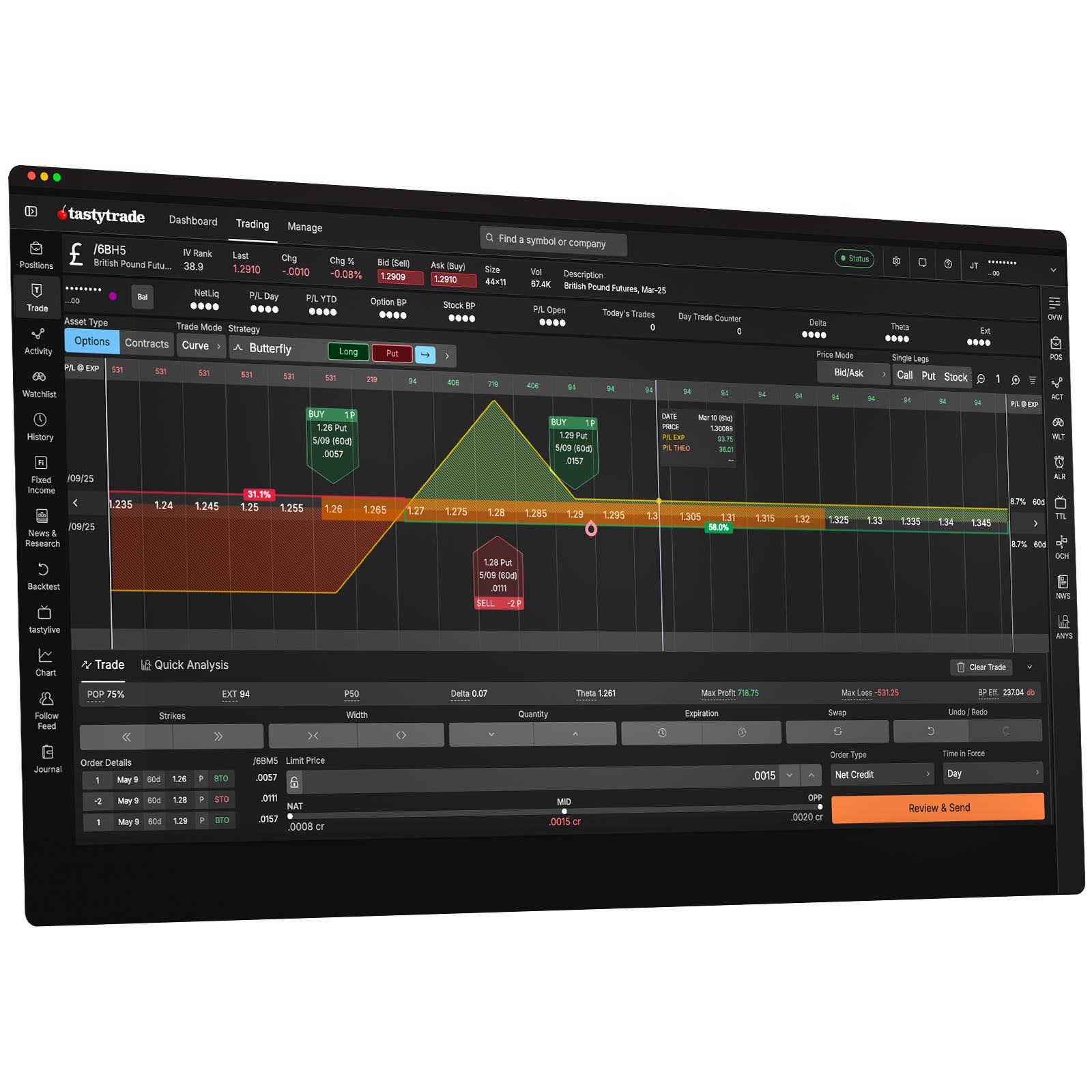 Options on Futures platform facing right