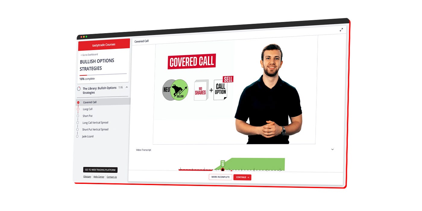screenshot of a tastytrade course