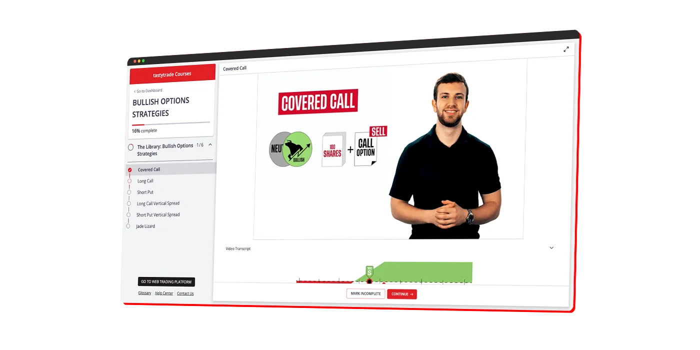 screenshot of a tastytrade course