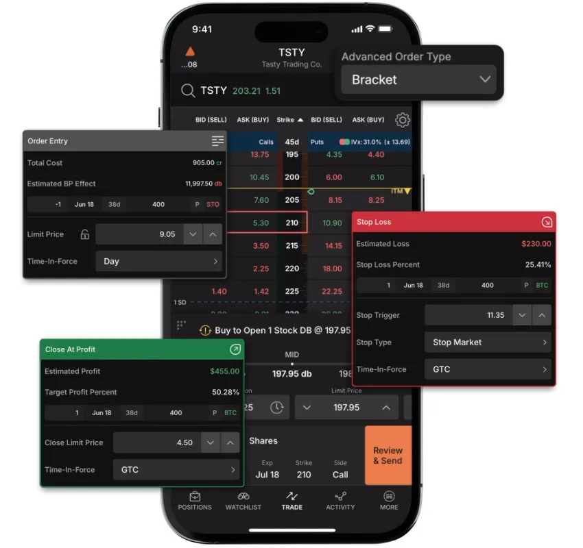 Bracket order on tastytrade