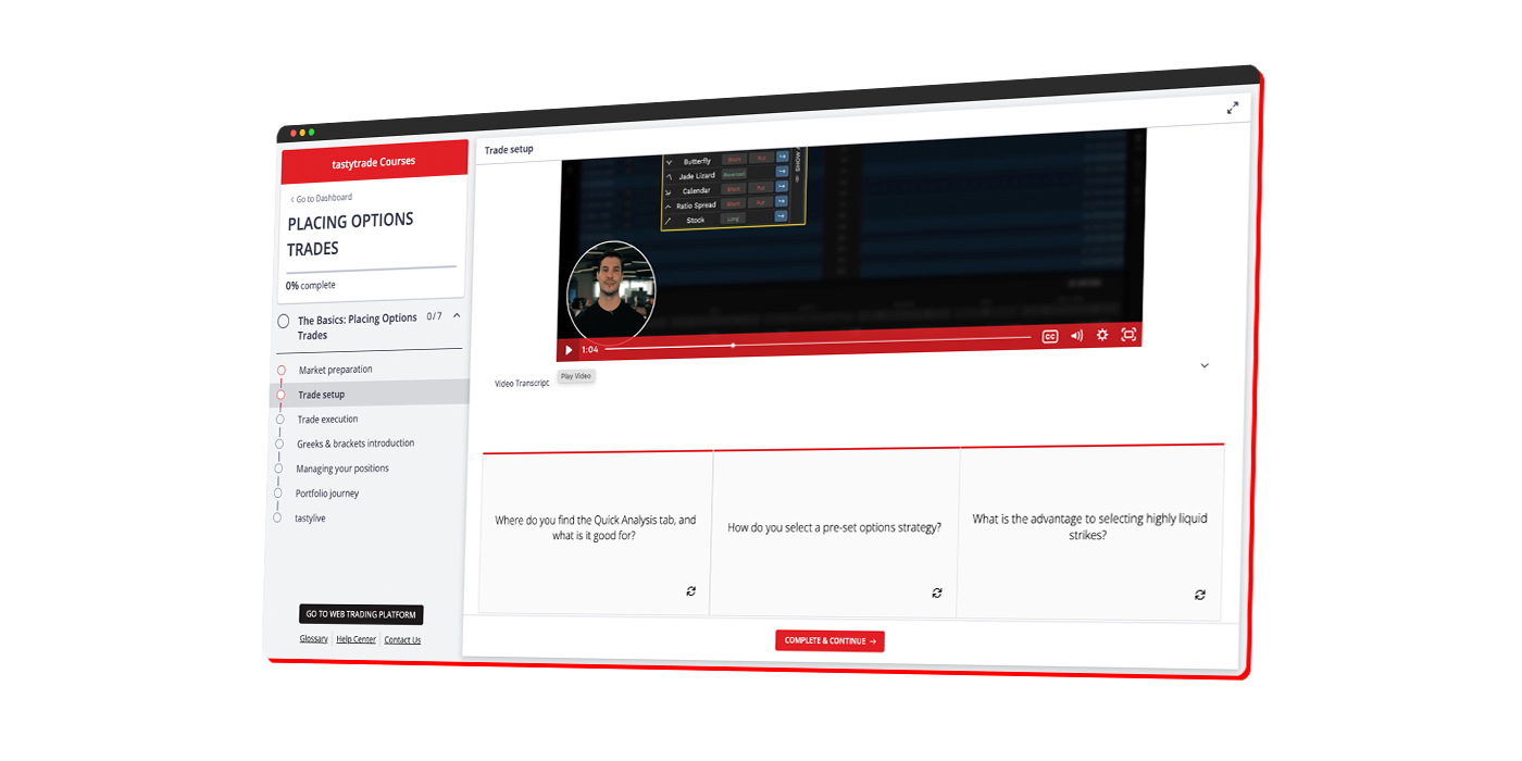screenshot of a tastytrade course