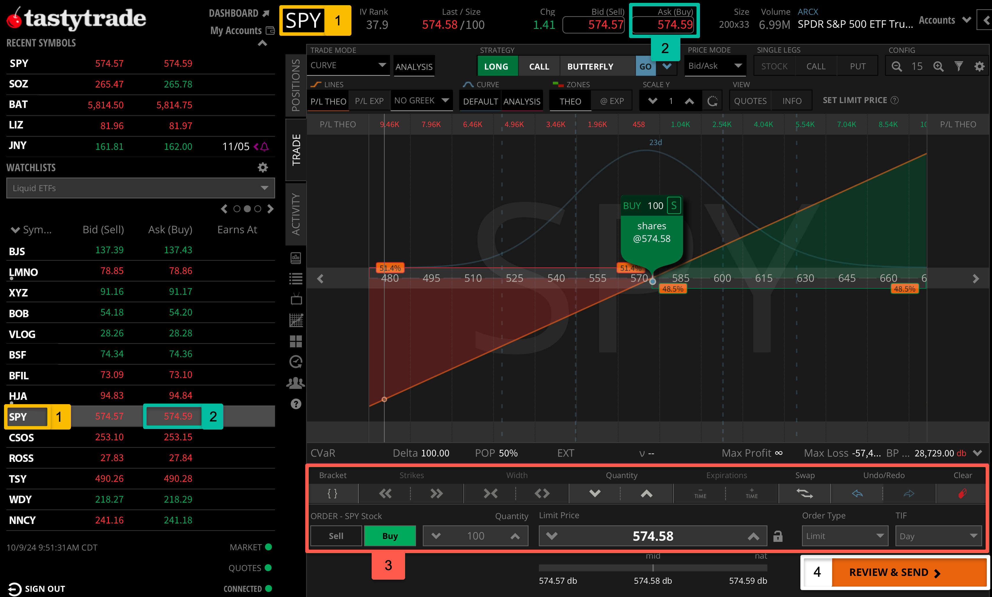 example of buying an etf on the tastytrade platform