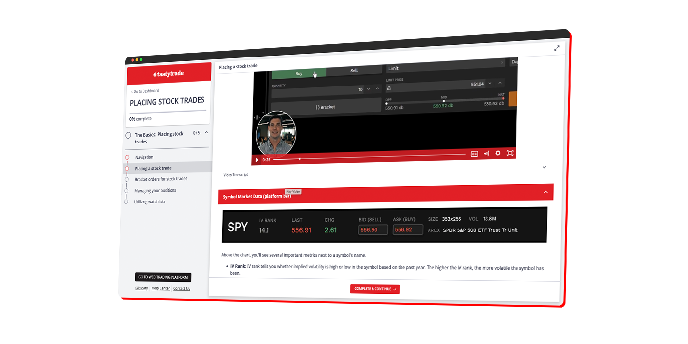 screenshot of a tastytrade course