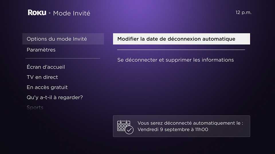 Comment modifier la date de déconnexion du Mode Invité