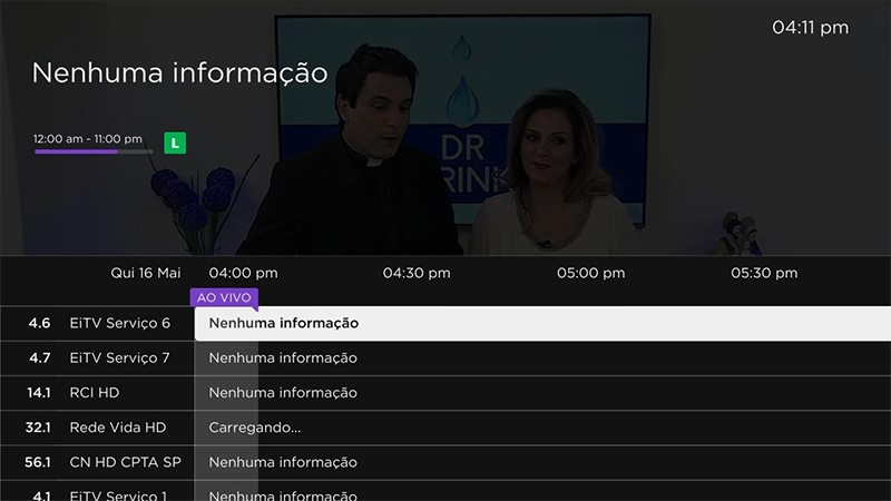 Guia eletrônico de programação para sua Roku TV