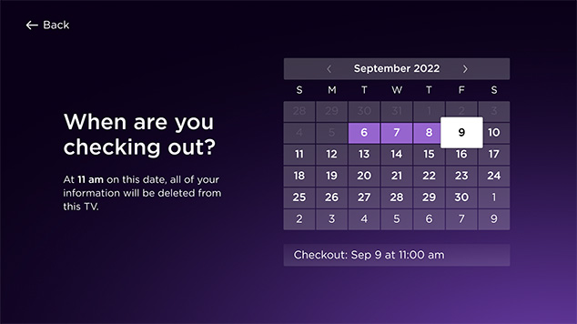 Guest Mode welcome screen with Select Checkout date highlighted