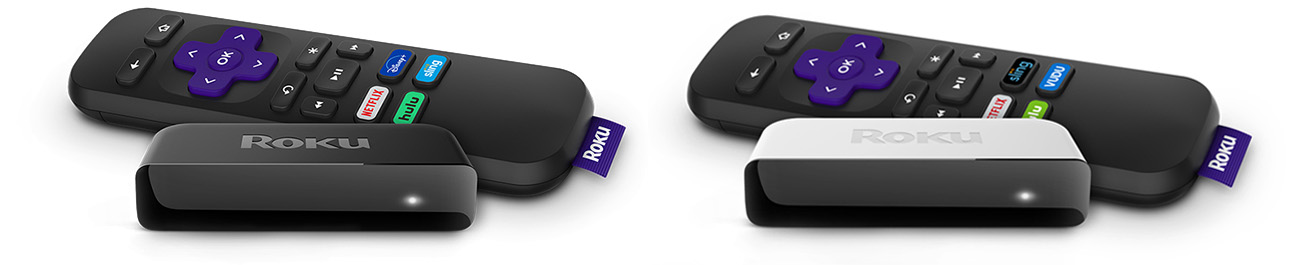 Roku Premiere with black housing (left) and Roku Premiere wiht white housing (right)