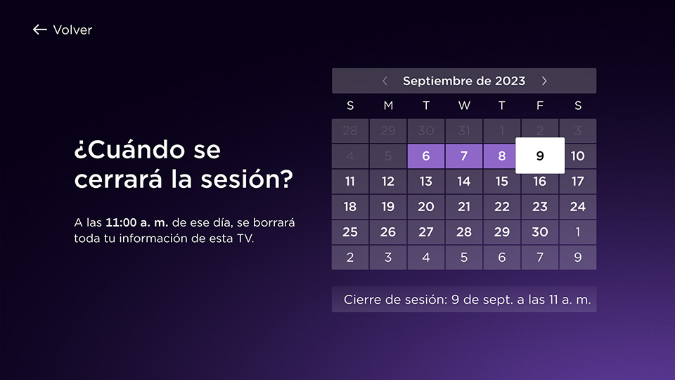 Selecciona el botón destacado de Desconexión para confirmar
la fecha