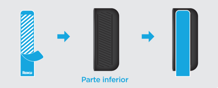 Colocación de tiras adhesivas de Roku