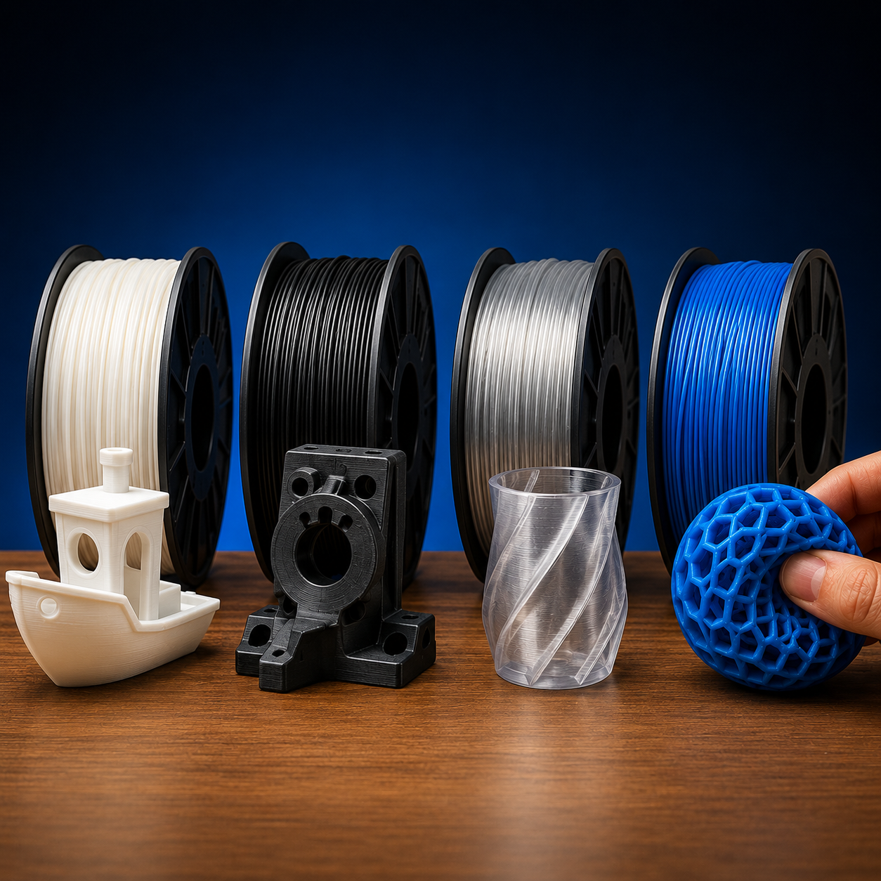 Learn the difference between PLA, ABS, PETG and TPU and which one suits your project