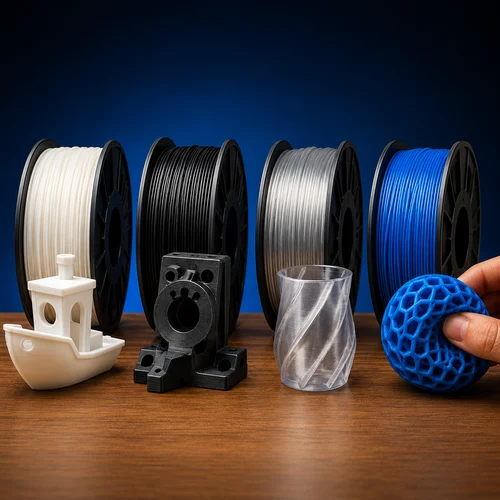 Learn the difference between PLA, ABS, PETG and TPU and which one suits your project