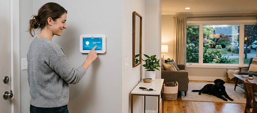 Security camera and alarm system components for home protection