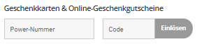 Einlösen der Geschenkkarten oder Online-Geschenkgutscheine