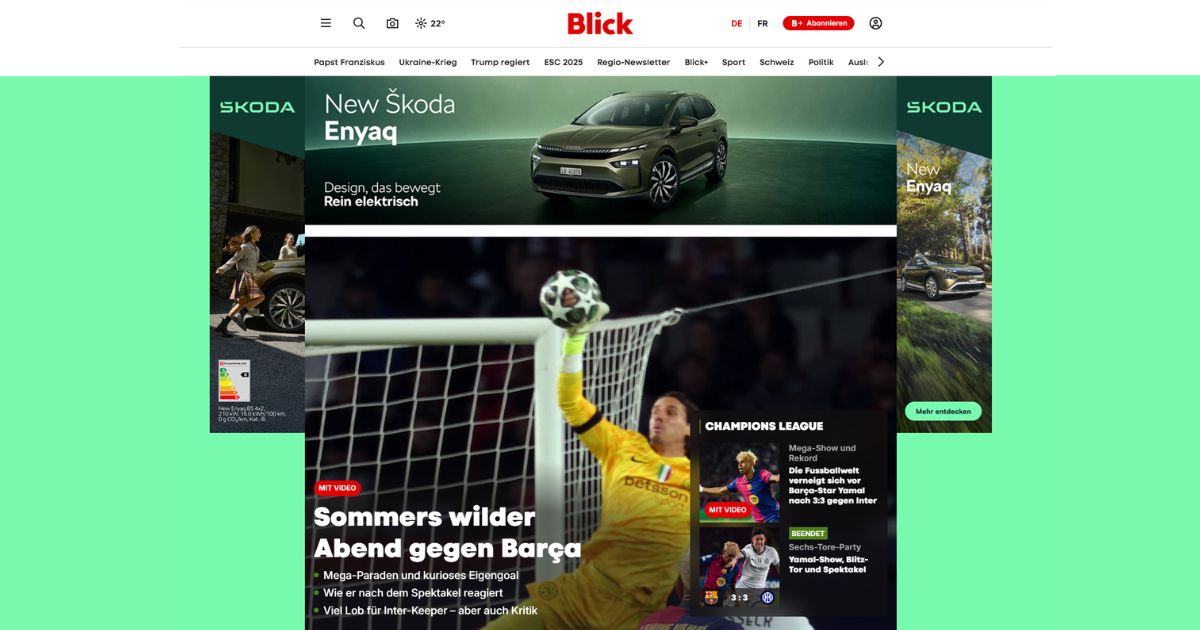Blick mit Werbung