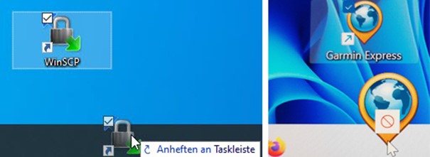 Anheften an die Taskleiste wurde umständlicher