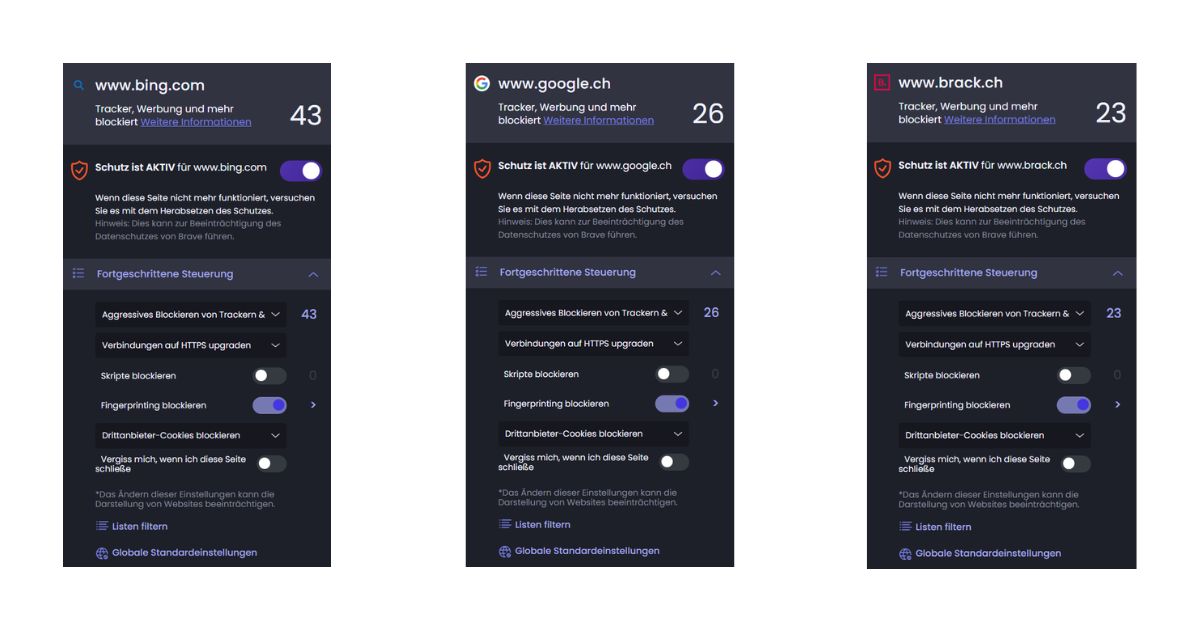 Browser Tracker blocked Brave