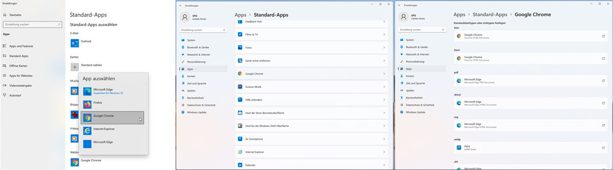 Standard-Apps: Zuordnung in Windows 11 umständlicher