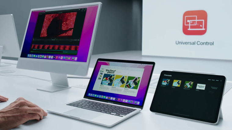 drei Geräte steuern mit Universal Control