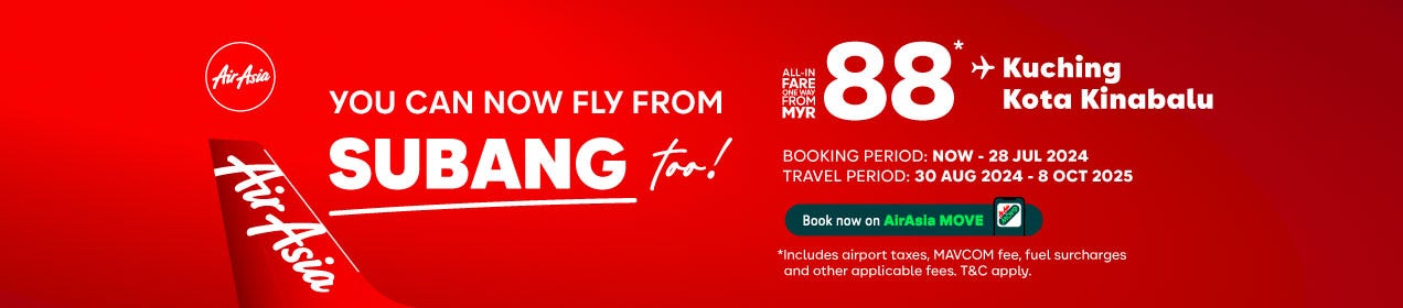 All-in one-way fare from MYR 88*