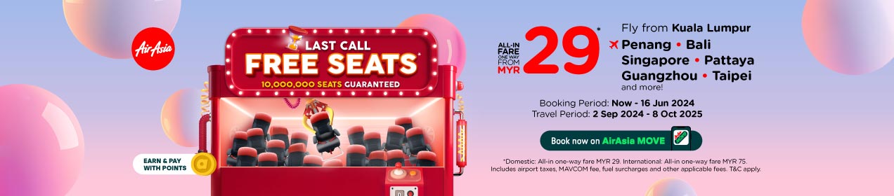 All-in one-way fare from MYR 29*