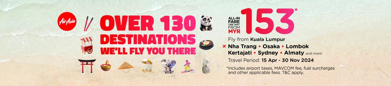 All-in one-way fare from MYR 153*