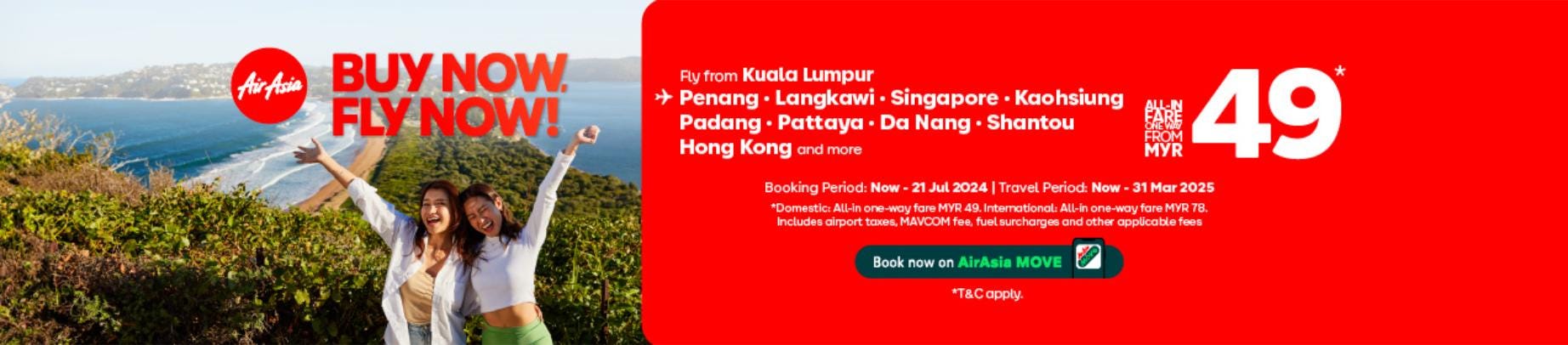 All-in one-way fare from MYR 49*