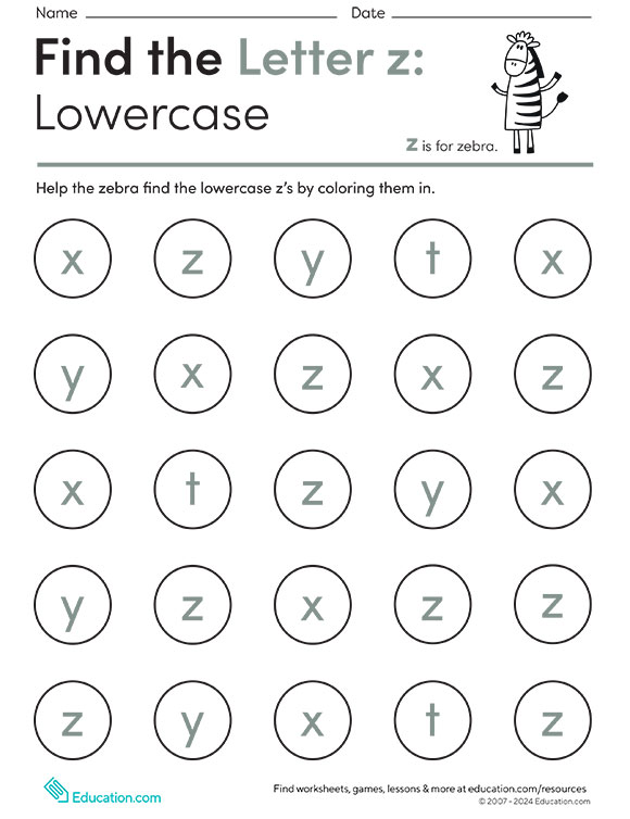 Learning English Alphabet For Kids Letter Z Coloring Book