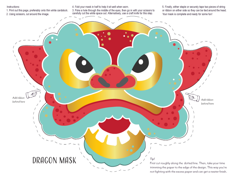 Chinese New Year Dragon Mask Printable