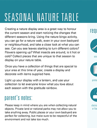 Seasonal Nature Table - Ages 4-8 - Craft a nature display for the changing seasons