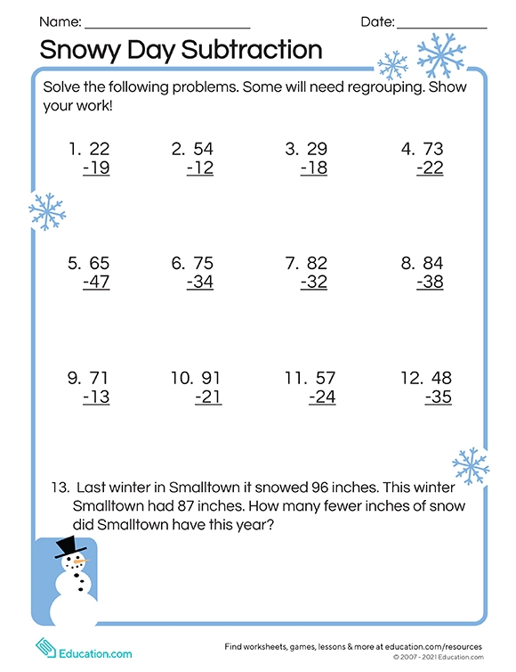 Printables 雪の日の引き算 Hp公式サイト