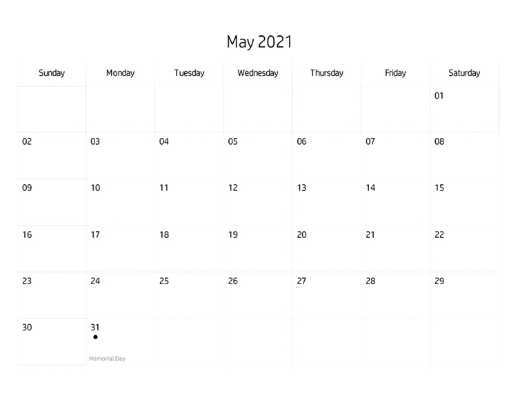 Printables Blank Calendar May 21 Hp Official Site