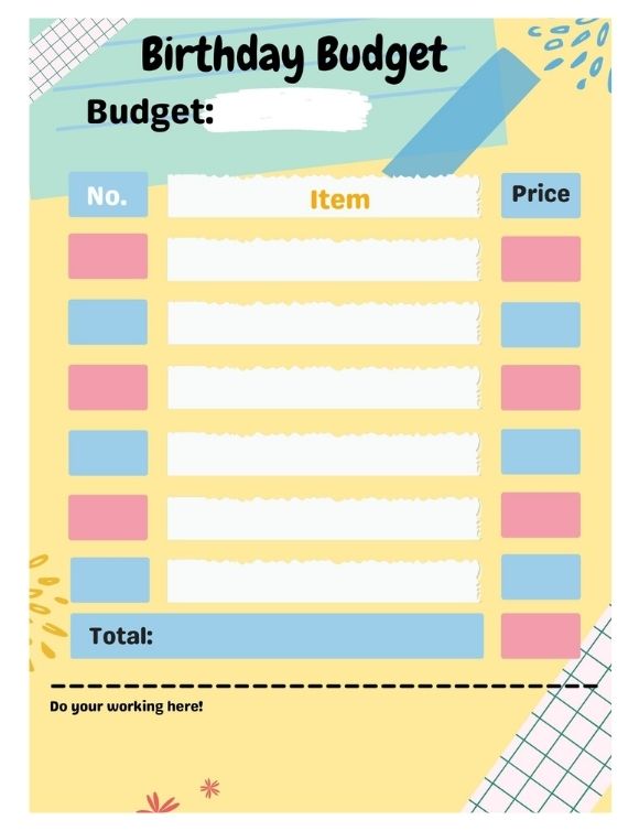 Printables - Birthday Budget | HP® Singapore